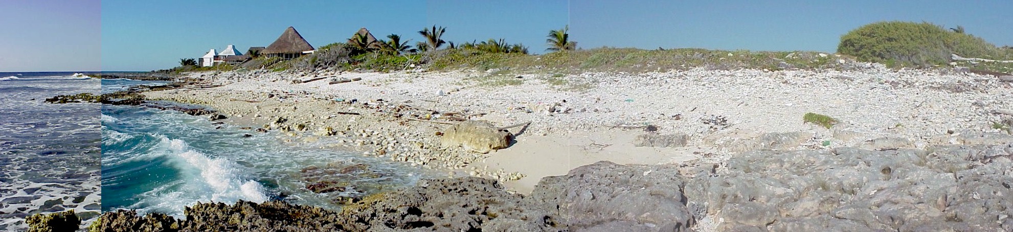 Panorama of beach looking up from rocky point and south.jpg (356733 bytes)