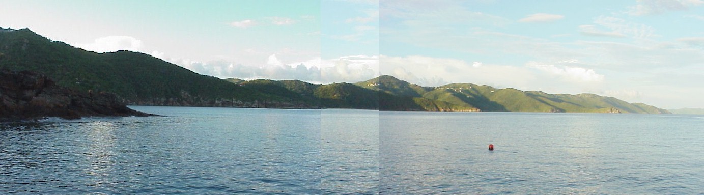 Tortola at sunrise from Guano Island - panorama.jpg (111217 bytes)